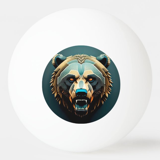 Fierce Stylisierte Bären Kunst Tischtennisball (Vorderseite)