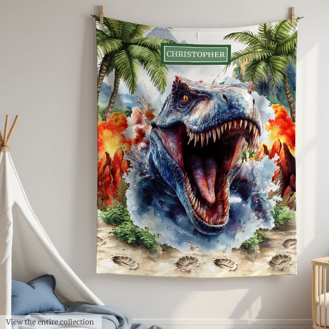 Fierce T-Rex Blanket Personalisierter Individuelle Fleecedecke (Fierce T-Rex Blanket Personalized Custom Name)