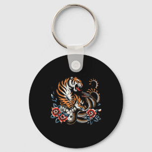 Fierce Tiger and Snake Fighting Design Kletterstei Schlüsselanhänger