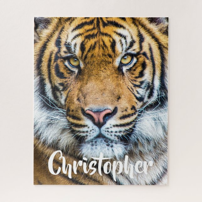 Fierce Tiger Face Personalized Name Puzzle (Vertikal)