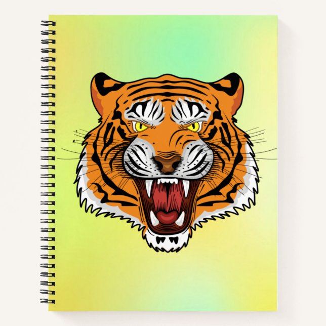 Fierce Tiger Head Illustration-24327 Kapuzenpullov Notizbuch (Vorderseite)