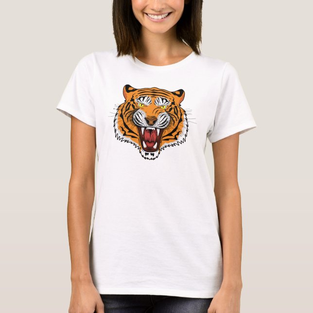 Fierce Tiger Head Illustration-24327 Kapuzenpullov T-Shirt (Vorderseite)
