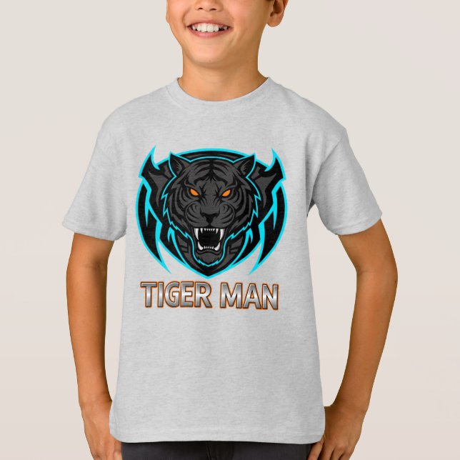 Fierce Tiger Man Gaming Mascot Kids' T-Shirt (Vorderseite)