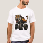 Fierce Tiger Monster Truck Design T-Shirt<br><div class="desc">Unleash wild power with this fierce tiger monster truck design! Featuring a bold jungle tiger combined with a massive off-road monster truck, this artwork captures the spirit of adventure, strength, and unstoppable energy. Perfect for kids, truck lovers, and fans of wild-animal designs, this graphic blends the roar of the jungle...</div>