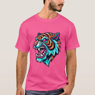 Fierce Tiger Roar Bold & Aggressiver Cartoon Tiger T-Shirt