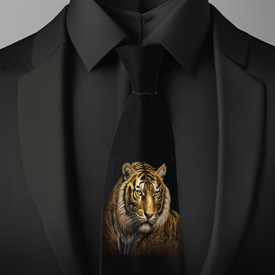 Fierce Tiger über Black Necktie Krawatte
