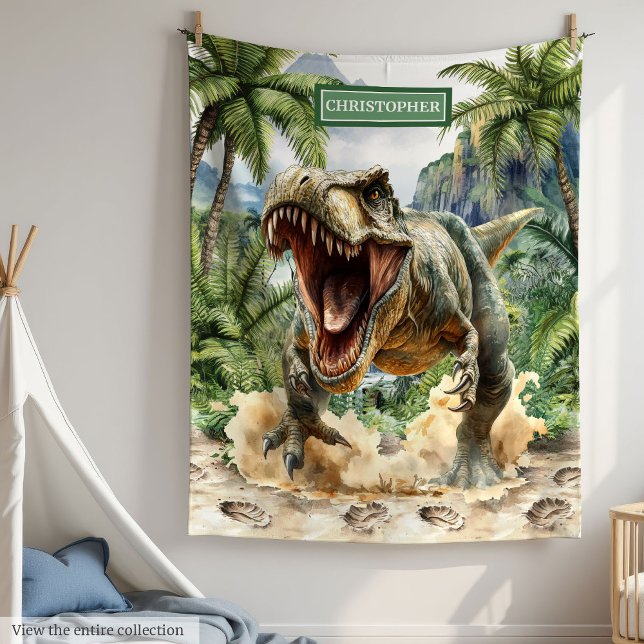 Fierce Tyrannosaurus Blanket Individuelle Name für Fleecedecke (Fierce Tyrannosaurus Blanket Custom Name for Kids)