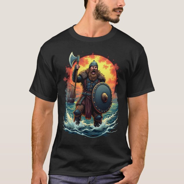 Fierce Viking Warrior Graphic T-Shirt (Vorderseite)