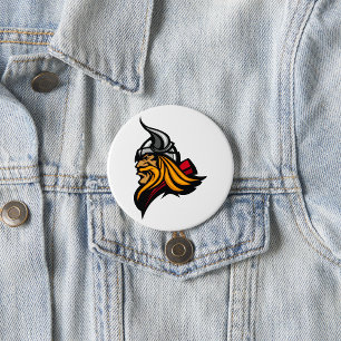 Fierce Viking Warrior Head Northelm und Bart Button