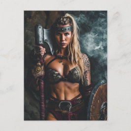 Fierce Viking Warrior Woman Postkarte