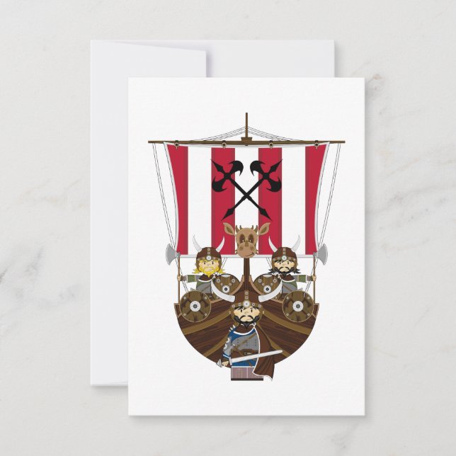 Fierce Vikings on Longship RSVP Card (Vorderseite)