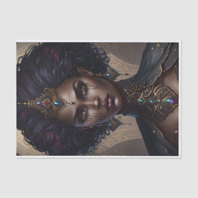 Fierce Warrior Queen African American Decoupage Seidenpapier (Vorderseite)