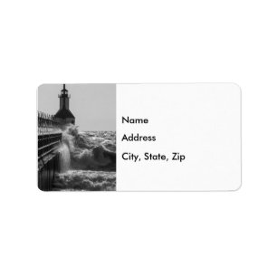 Fierce Waves bei St Joseph Grayscale Adressaufkleber