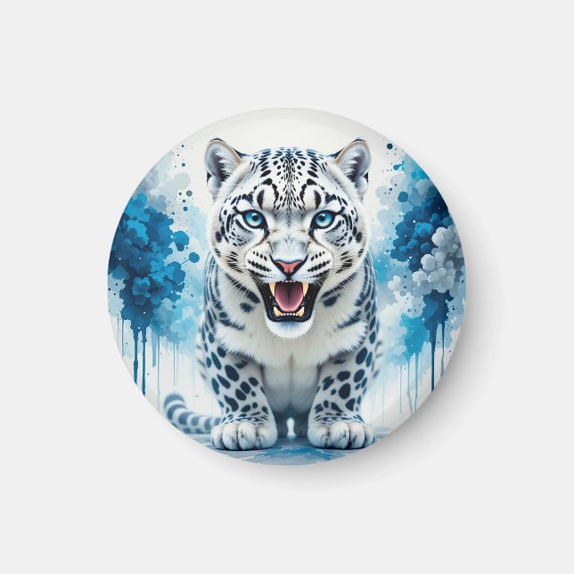 Fierce White Leopard Magnet (Vorne)