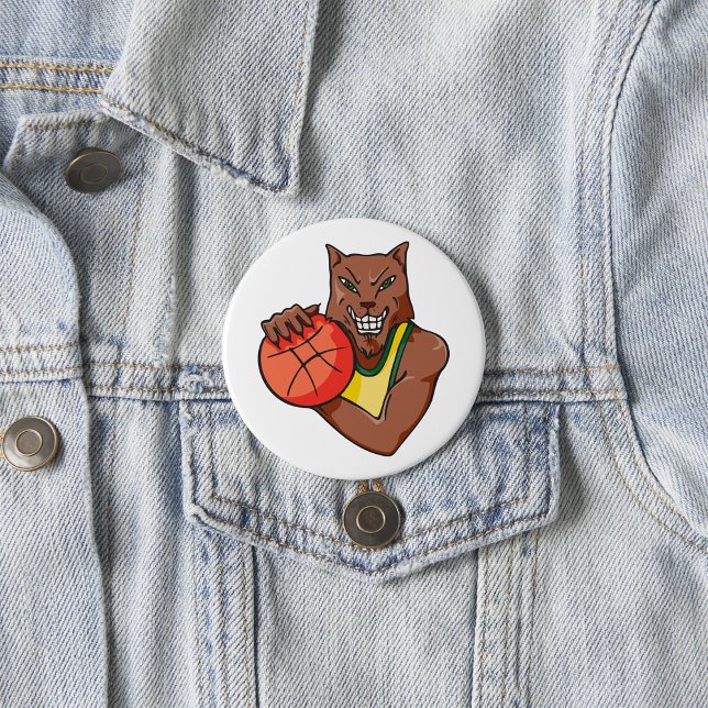 Fierce Wildcat Basketball Mascot Button (Von Creator hochgeladen)