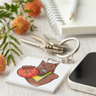 Fierce Wildcat Basketball Mascot Schlüsselanhänger