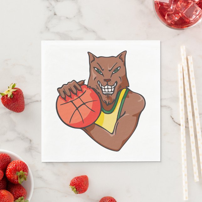 Fierce Wildcat Basketball Mascot Serviette (Von Creator hochgeladen)