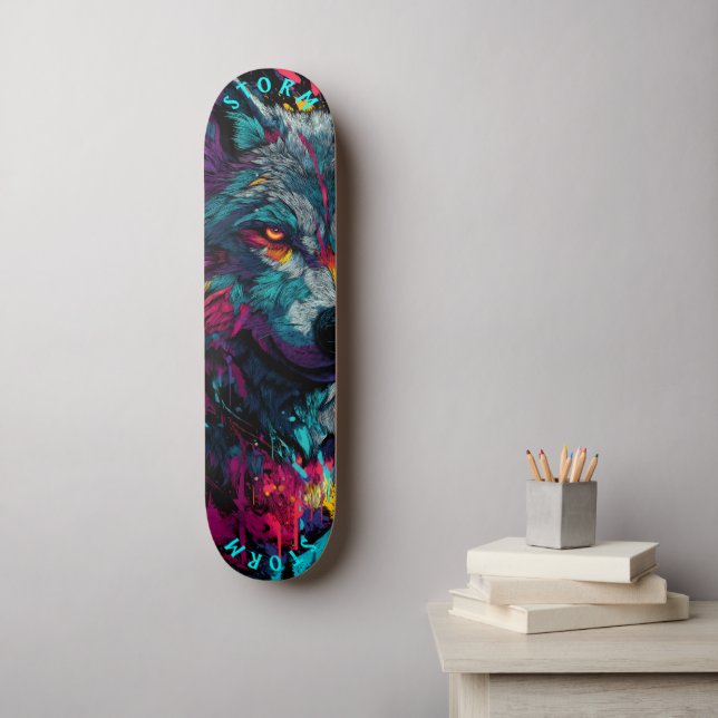 Fierce Wolf Graffiti Street - Limited Edition Skateboard (Wandkunst)