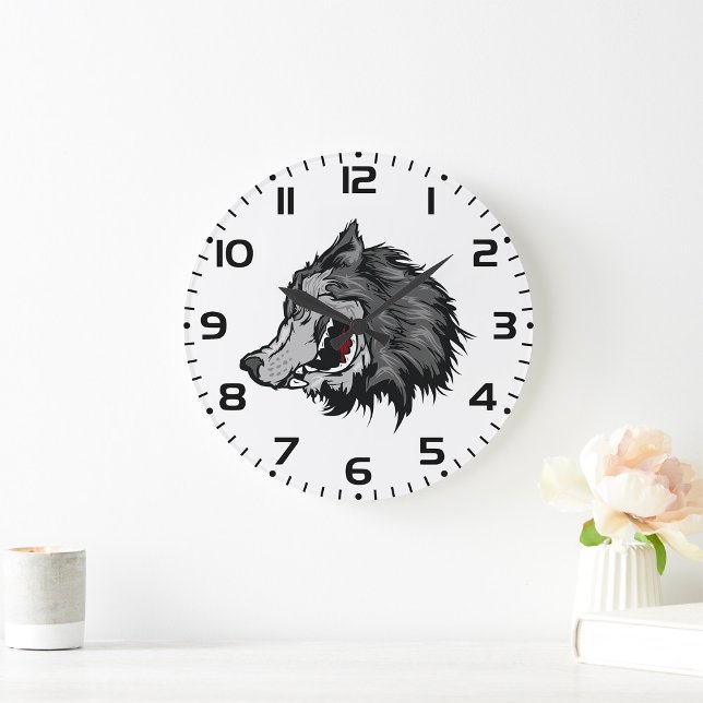 Fierce Wolf Head Bold Wild Animal Große Wanduhr (Von Creator hochgeladen)