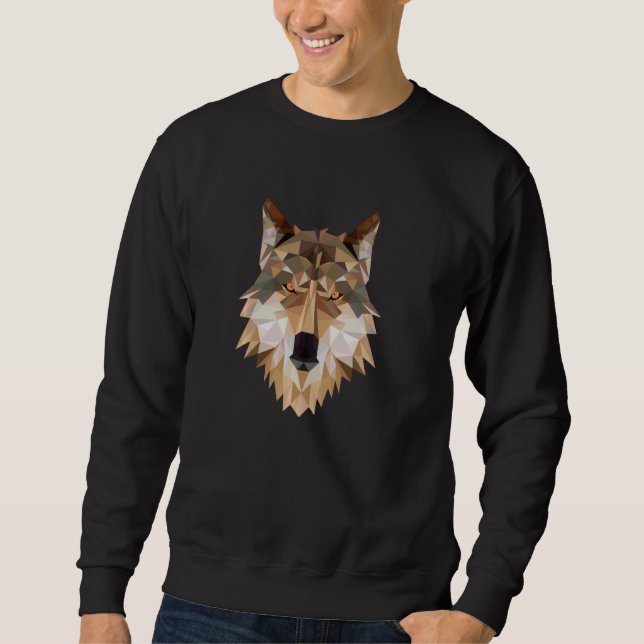 Fierce Wolf Head Geometric Tribal Art Sweatshirt (Vorderseite)