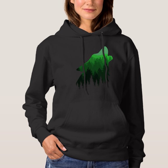 Fierce Wolf in the Forest Wilderness Style for Nat Hoodie (Vorderseite)