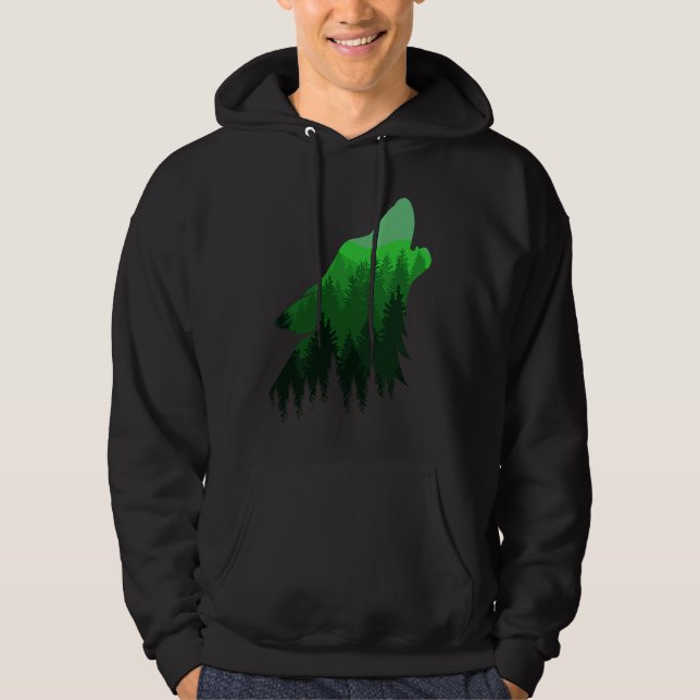 Fierce Wolf in the Forest Wilderness Style for Nat Hoodie (Vorderseite)