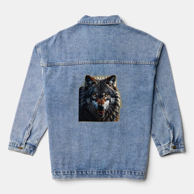 Fierce Wolf – Symbol of Strength and Freedom Jeansjacke (Rückseite)