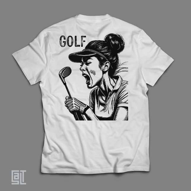 Fierce Yelling Female Golfer - Funny Intense Woman Tri-Blend Shirt (Von Creator hochgeladen)