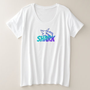 Fierces Hai-Logo mit Farbverlauf   Kühnes Meer Große Größe T-Shirt