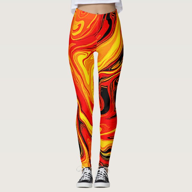 Fiery Abstract Swirls of Emotion Leggings (Vorderseite)