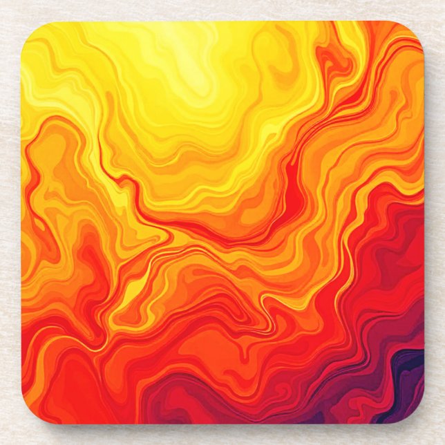 Fiery Abstrakt Flow Art Getränkeuntersetzer (Vorderseite)