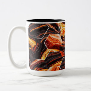 Fiery Abstrakt Hexagon Muster Zwei-Tone-Tasse (15  Zweifarbige Tasse