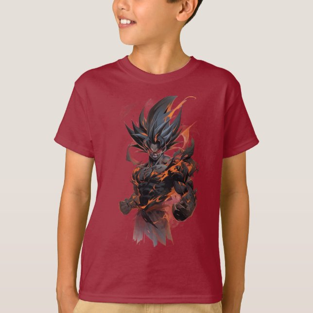 Fiery Anime Warrior Kids T - Shirt (Vorderseite)