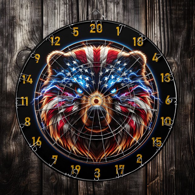 Fiery Bär mit leuchtenden Augen Dartscheibe (Von Creator hochgeladen)