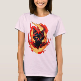 Fiery Black Cat Flame Cat Graphic T-Shirt