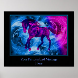 Fiery Black Fantasy Horse kreieren Ihre eigene Poster
