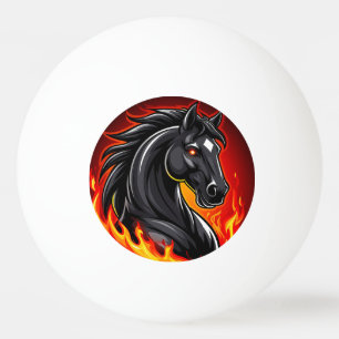 Fiery Black Horse Illustration mit leuchtenden Aug Tischtennisball