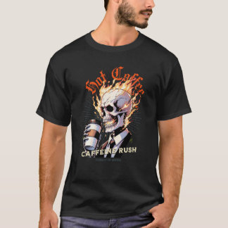 Fiery Blazing Skull mit heißem Kaffee T-Shirt