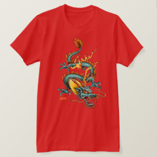 Fiery Blue Dragon of Prosperity Chinesisches Neuja T-Shirt