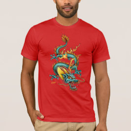 Fiery Blue Dragon of Prosperity Chinesisches Neuja T-Shirt