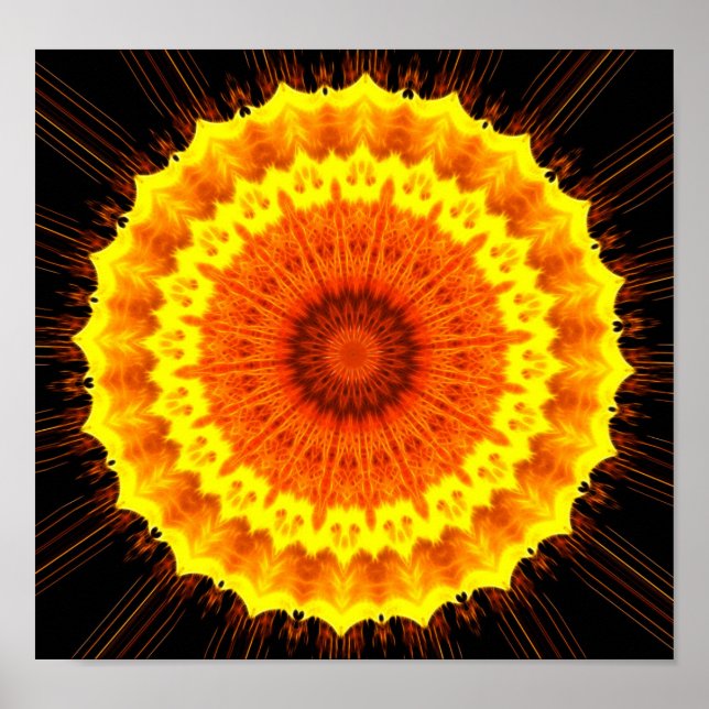 Fiery Blume Mandala Poster (Vorne)