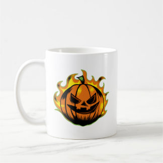 Fiery Carved Halloween Pumpkin Tasse