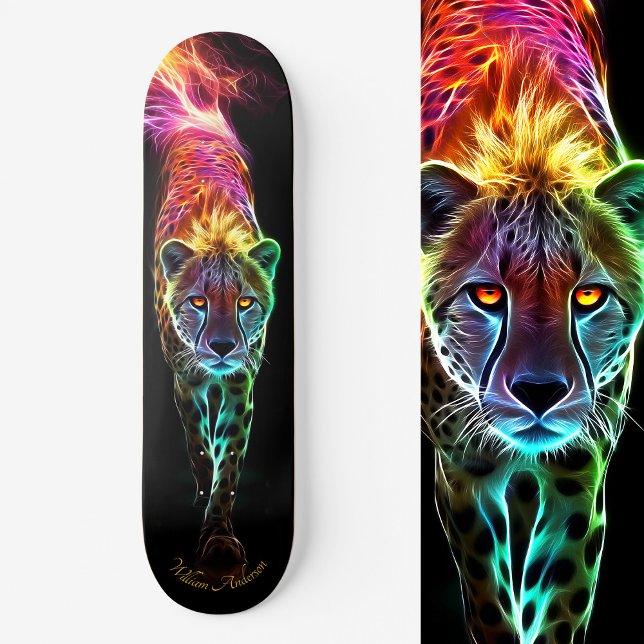 Fiery Cheetah Glows Cool Style Skateboard (Fiery Cheetah Glowing Cool Style Skateboard)