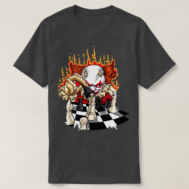 Fiery Clown mit Schachspiel T-Shirt (Design vorne)