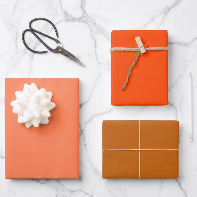 Fiery Coral Copper Orange Shades 3 Tones Geschenkpapier Set (Vorderseite)