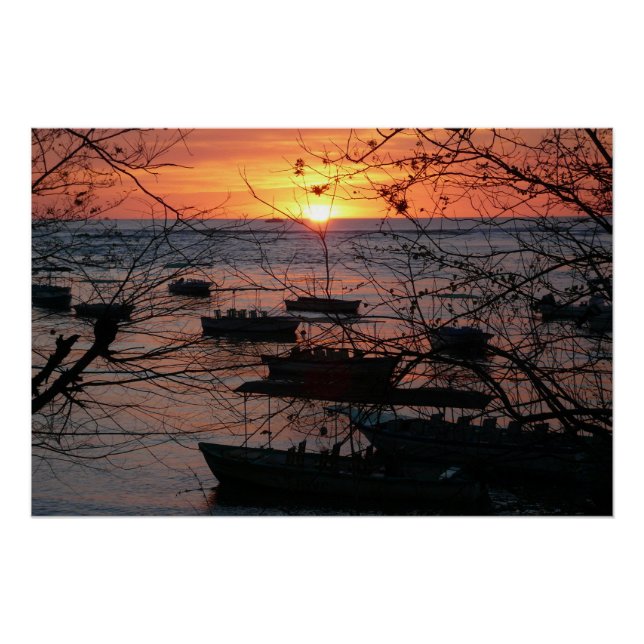 Fiery Costa Rican Sunset in Tamarindo Poster (Vorderseite)