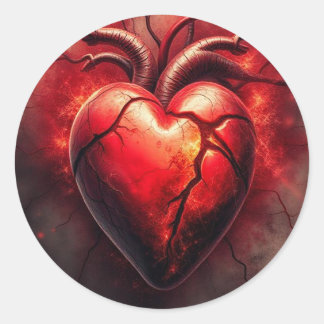 Fiery Cracked Heart Sticker - Symbol der Leidensch