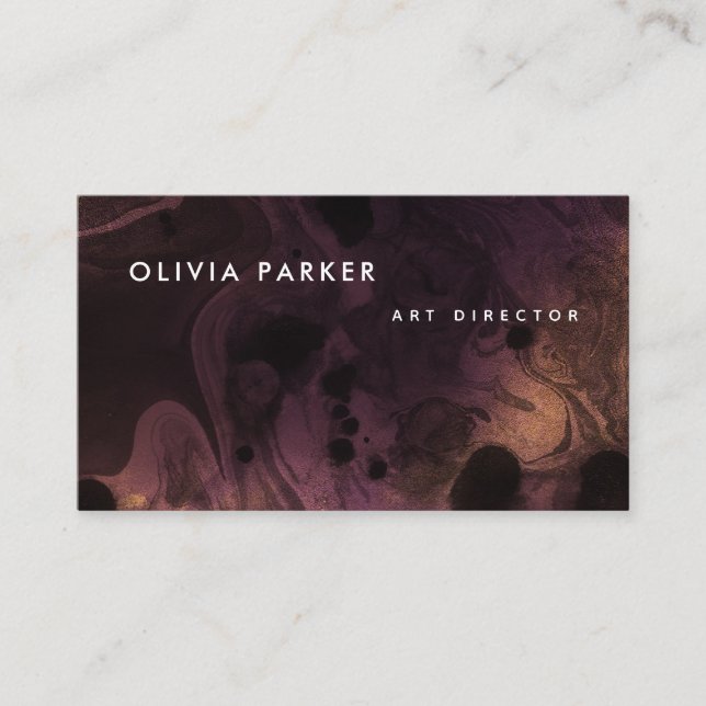 Fiery Dark Marble | Dramatischer Blick auf die Was Visitenkarte (Vorderseite)