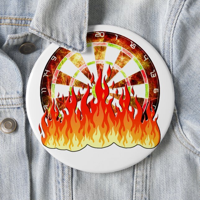 Fiery Dartboard Flames Art Design Button (Beispiel)