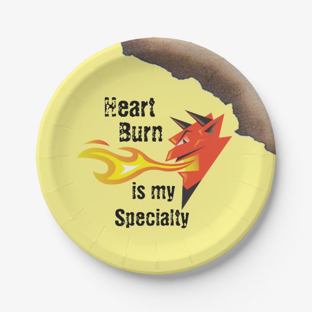 Fiery Devil's Head_Heart Burn ist Meine Spezialitä Pappteller (Vorderseite)